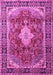 Machine Washable Persian Pink Traditional Rug, wshtr1872pnk