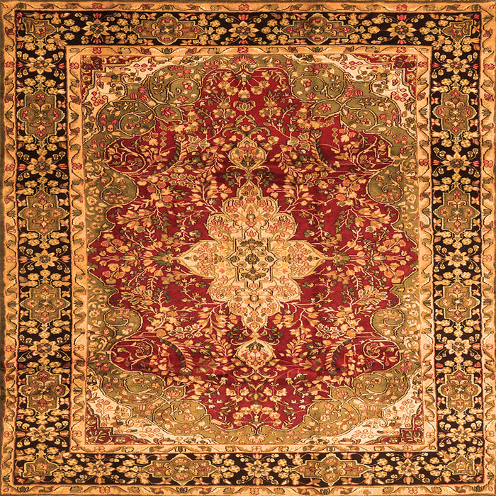 Round Machine Washable Persian Orange Traditional Area Rugs, wshtr1872org