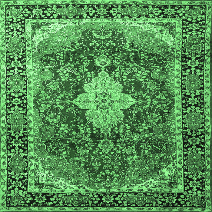 Square Persian Emerald Green Traditional Rug, tr1872emgrn
