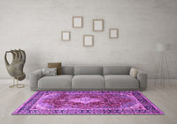 Machine Washable Persian Purple Traditional Rug, wshtr1872pur