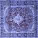 Square Machine Washable Persian Blue Traditional Rug, wshtr1872blu