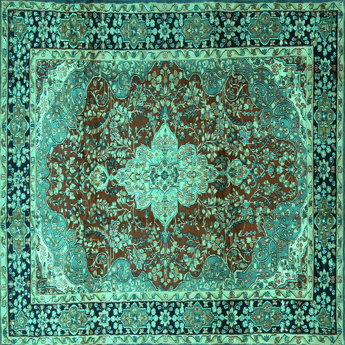 Square Persian Turquoise Traditional Rug, tr1872turq