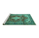 Sideview of Machine Washable Persian Turquoise Traditional Area Rugs, wshtr1872turq