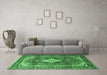 Machine Washable Persian Emerald Green Traditional Area Rugs in a Living Room,, wshtr1872emgrn