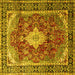 Square Machine Washable Persian Yellow Traditional Rug, wshtr1872yw