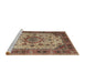 Sideview of Machine Washable Traditional Brown Green Rug, wshtr1873