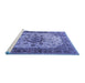 Sideview of Machine Washable Persian Blue Traditional Rug, wshtr1873blu