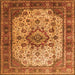 Round Machine Washable Persian Orange Traditional Area Rugs, wshtr1873org