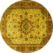 Round Persian Yellow Traditional Rug, tr1873yw