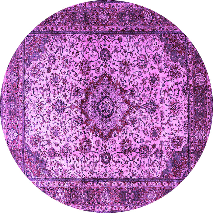Round Machine Washable Persian Purple Traditional Area Rugs, wshtr1873pur