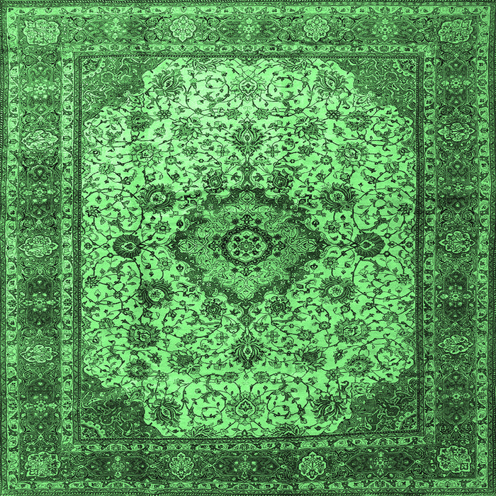 Square Persian Emerald Green Traditional Rug, tr1873emgrn