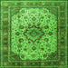 Round Machine Washable Persian Green Traditional Area Rugs, wshtr1873grn