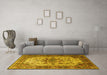 Machine Washable Persian Yellow Traditional Rug in a Living Room, wshtr1873yw