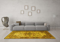 Machine Washable Persian Yellow Traditional Rug, wshtr1873yw