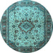 Round Persian Light Blue Traditional Rug, tr1873lblu