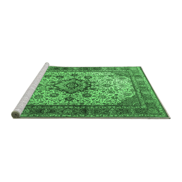 Sideview of Machine Washable Persian Emerald Green Traditional Area Rugs, wshtr1873emgrn