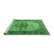 Sideview of Machine Washable Persian Emerald Green Traditional Area Rugs, wshtr1873emgrn