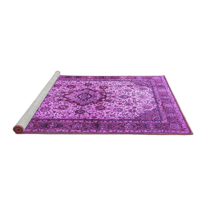 Sideview of Machine Washable Persian Purple Traditional Area Rugs, wshtr1873pur