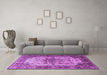 Machine Washable Persian Purple Traditional Area Rugs in a Living Room, wshtr1873pur