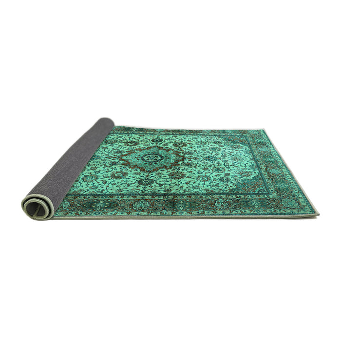 Sideview of Persian Turquoise Traditional Rug, tr1873turq