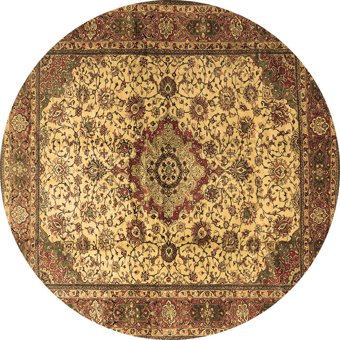 Round Machine Washable Persian Brown Traditional Rug, wshtr1873brn