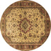 Round Machine Washable Persian Brown Traditional Rug, wshtr1873brn