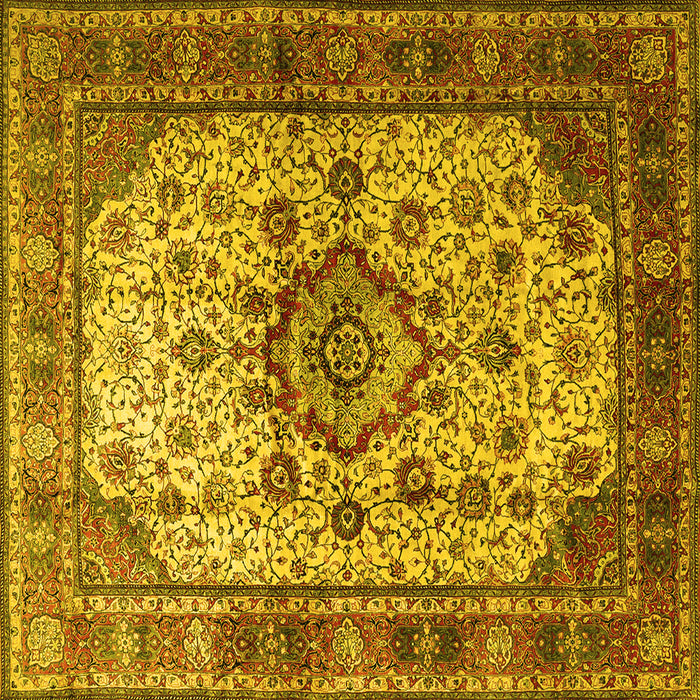 Square Machine Washable Persian Yellow Traditional Rug, wshtr1873yw
