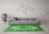 Machine Washable Persian Emerald Green Traditional Rug, wshtr1873emgrn