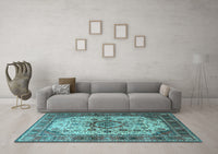 Machine Washable Persian Light Blue Traditional Rug, wshtr1873lblu