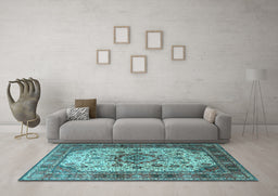 Machine Washable Persian Light Blue Traditional Rug in a Living Room, wshtr1873lblu