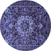 Round Machine Washable Persian Blue Traditional Rug, wshtr1874blu