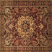 Square Machine Washable Persian Brown Traditional Rug, wshtr1874brn