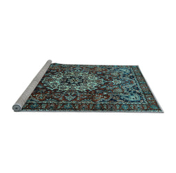 Sideview of Machine Washable Persian Light Blue Traditional Rug, wshtr1874lblu