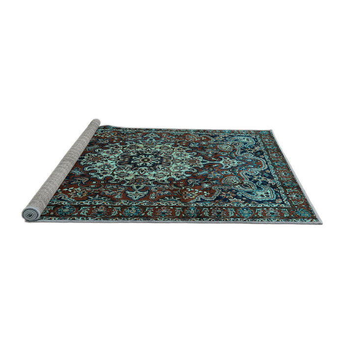 Sideview of Machine Washable Persian Light Blue Traditional Rug, wshtr1874lblu