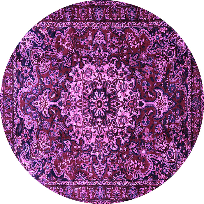 Round Machine Washable Persian Purple Traditional Area Rugs, wshtr1874pur
