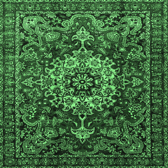 Square Persian Emerald Green Traditional Rug, tr1874emgrn