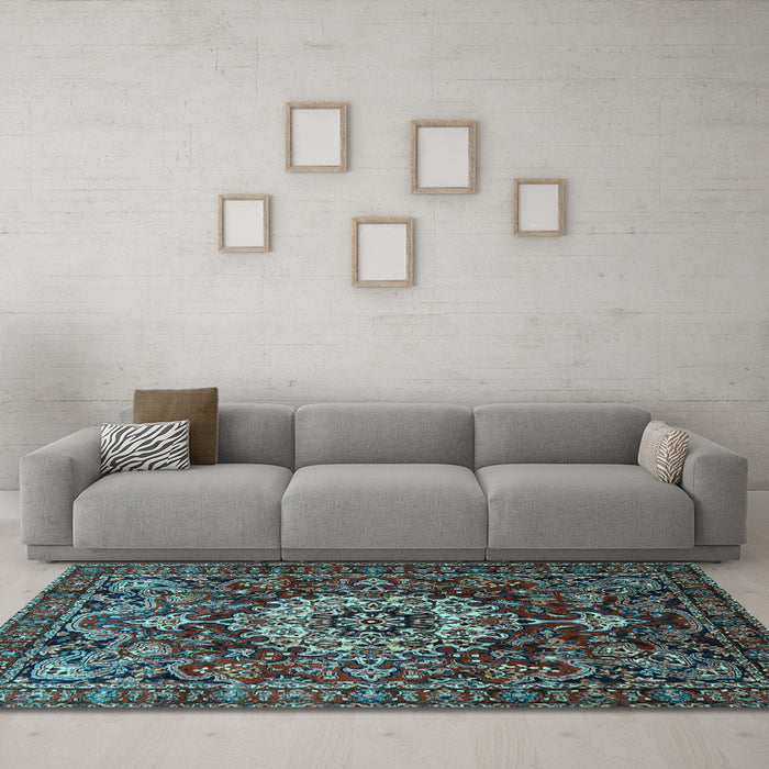 Machine Washable Persian Light Blue Traditional Rug in a Living Room, wshtr1874lblu