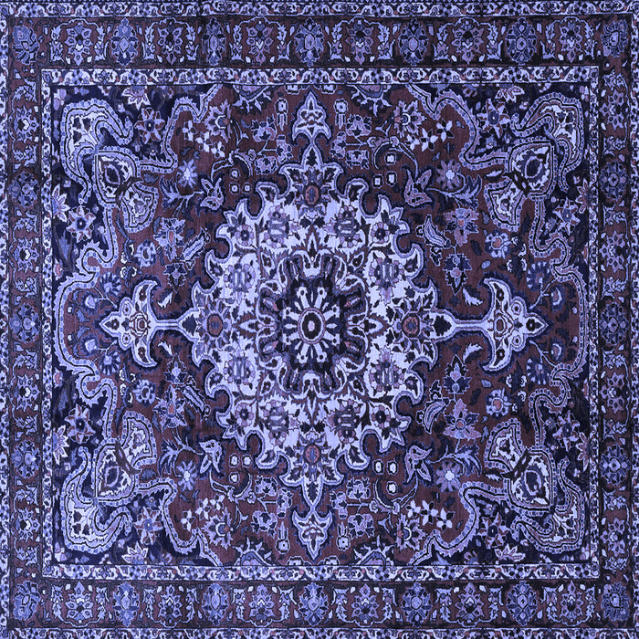 Square Machine Washable Persian Blue Traditional Rug, wshtr1874blu