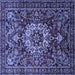 Square Machine Washable Persian Blue Traditional Rug, wshtr1874blu