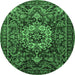 Round Persian Emerald Green Traditional Rug, tr1874emgrn