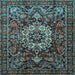 Square Machine Washable Persian Light Blue Traditional Rug, wshtr1874lblu