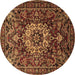 Round Persian Brown Traditional Rug, tr1874brn
