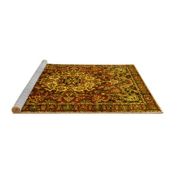 Sideview of Machine Washable Persian Yellow Traditional Rug, wshtr1874yw