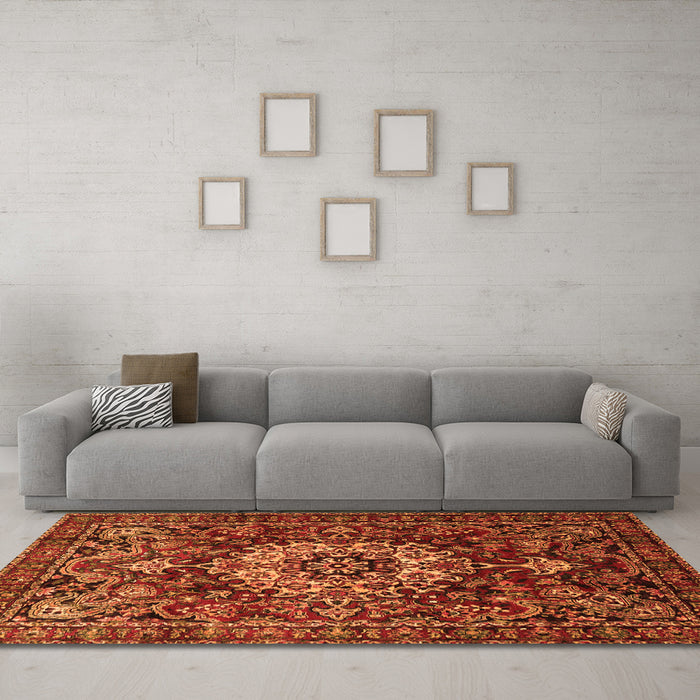 Machine Washable Persian Orange Traditional Area Rugs in a Living Room, wshtr1874org