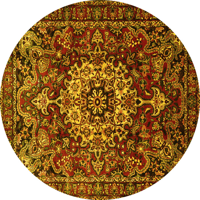 Round Persian Yellow Traditional Rug, tr1874yw