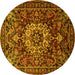 Round Machine Washable Persian Yellow Traditional Rug, wshtr1874yw