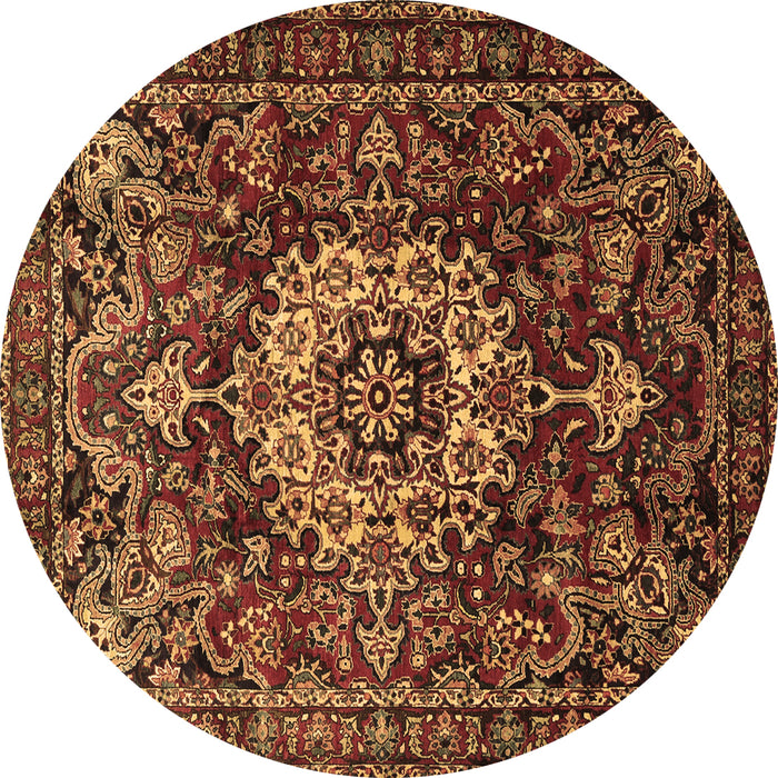 Round Machine Washable Persian Brown Traditional Rug, wshtr1874brn