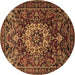 Round Machine Washable Persian Brown Traditional Rug, wshtr1874brn