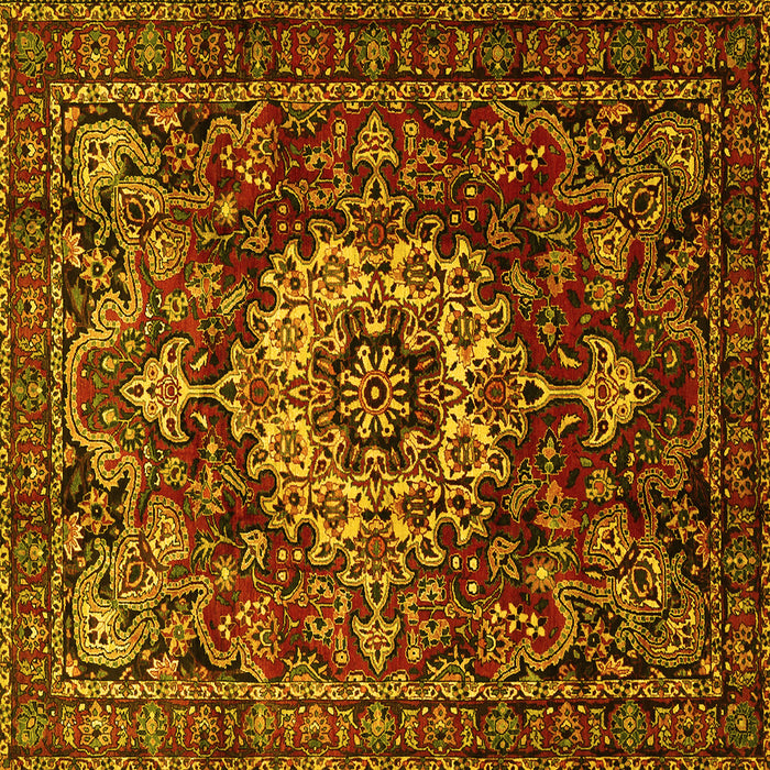 Square Machine Washable Persian Yellow Traditional Rug, wshtr1874yw
