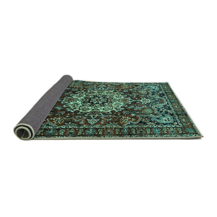 Sideview of Persian Turquoise Traditional Rug, tr1874turq